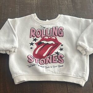 Zara Kids White and Pink Rolling Stones Sweatshirt